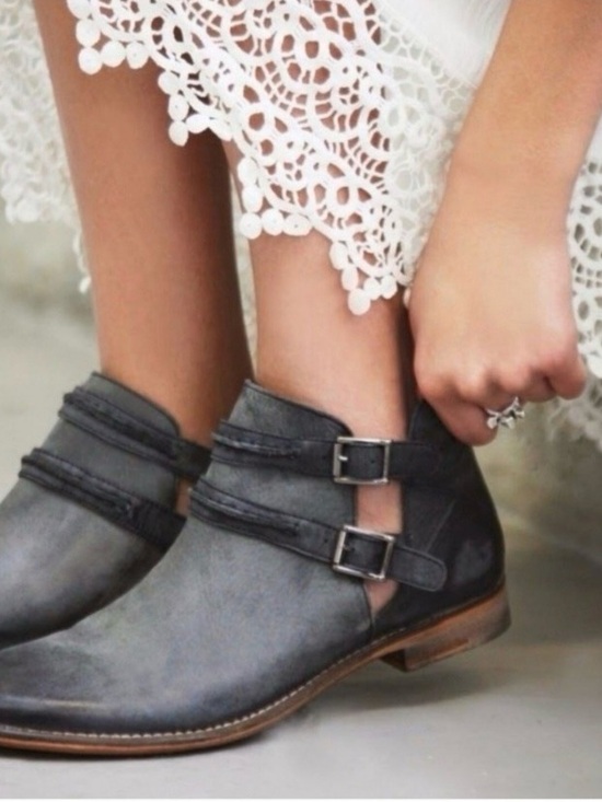 Free People Shoes - Free People Womens Braeburn Gray Distressed Leather Ankle Boot